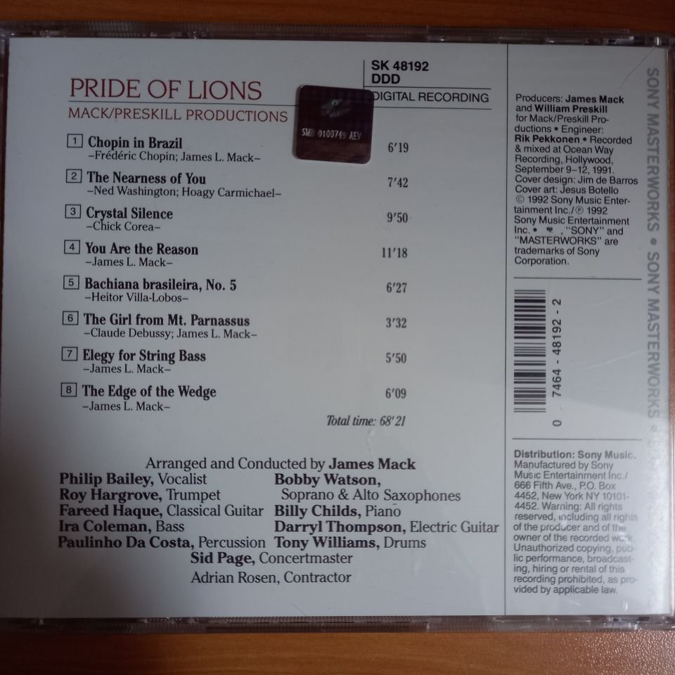 PRIDE OF LIONS - PHILIP BAILEY, BILLY CHILDS, ROY HARGROVE, BOBBY WATSON, TONY WILLIAMS (1992) - CD 2.EL