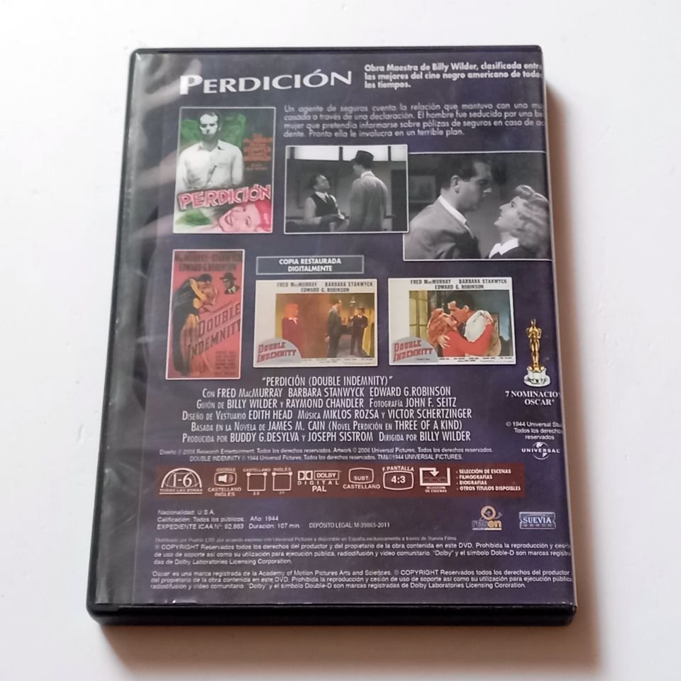 PERDICION / DOUBLE INDEMNITY - FRED MACMURRAY, BARBARA STANWYCK - YÖN.:BILLY WILDER - DVD 2.EL TÜRKÇE ALTYAZI YOKTUR