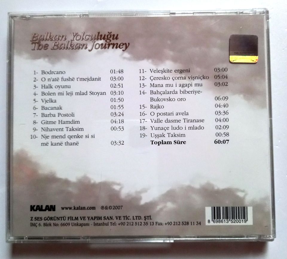 BALKAN YOLCULUĞU / MUAMMER KETENCOĞLU, SUMRU AĞIRYÜRÜYEN, AYTUNÇ NEVZAT MATRACI, RAHMİ GÖÇMEN (2007) - CD 2.EL