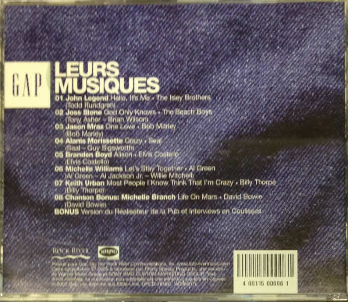 GAP JEANS LEURS MUSIQUES CD KARIŞIK ROCK POP