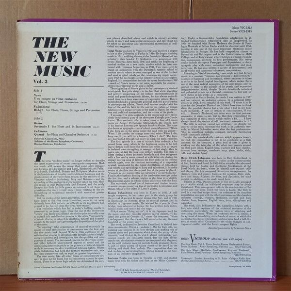 THE NEW MUSIC, VOLUME 3 / NONO • FUKUSHIMA • BERIO • LEHMANN - ROME SYMPHONY ORCHESTRA / BRUNO MADERNA  (1968) - LP 2. EL PLAK