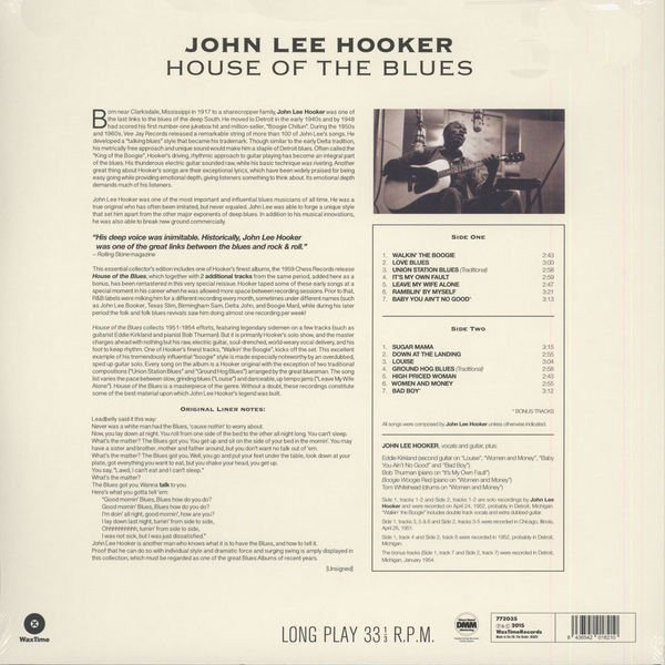 JOHN LEE HOOKER - HOUSE OF THE BLUES (1960) - LP 180GR 2015 EDITION SIFIR PLAK