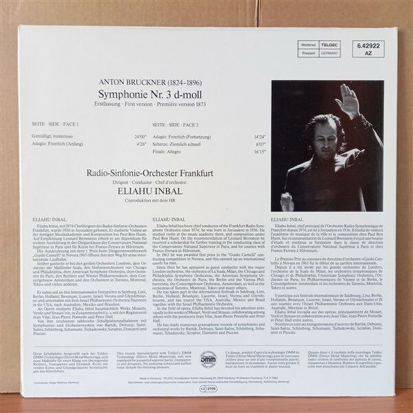 BRUCKNER: SYMPHONY NO. 3 FIRST VERSION / RADIO-SINFONIE-ORCHESTER FRANKFURT · ELIAHU INBAL (1983) - LP 2. EL PLAK