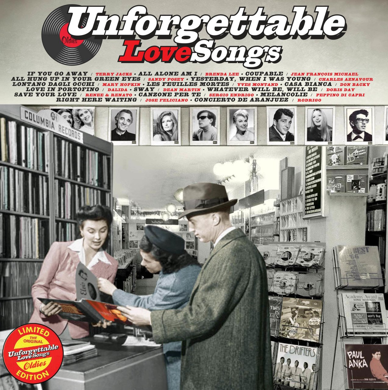 UNFORGETTABLE LOVE SONGS - CHARLES AZNAVOUR, DALIDA, DEAN MARTIN, YVES MONTAND...LP PLAK SIFIR