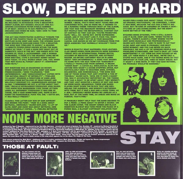 TYPE O NEGATIVE - SLOW , DEEP AND HARD (1991) - 2LP 2024 GREEN & BLACK MARBLED COLOURED EDITION SIFIR PLAK
