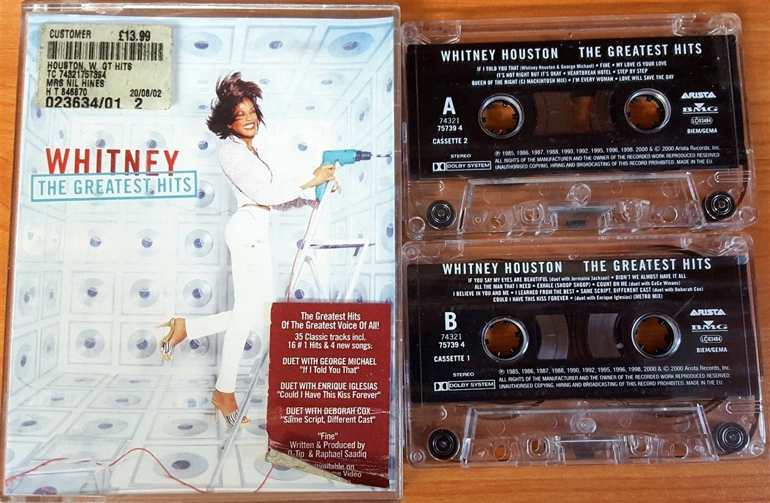 WHITNEY HOUSTON - THE GREATEST HITS DOUBLE CASSETTE MADE IN EU ''USED''
