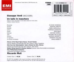 VERDI - UN BALLO IN MASCHERA / RICCARDO MUTI,DOMINGO,ARROYO,CAPPUCCILLI,COSSOTTO (1997) - 2CD SIFIR