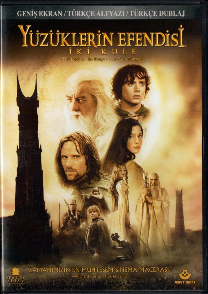 THE LORD OF THE RINGS THE TWO TOWERS - YÜZÜKLERİN EFENDİSİ İKİ KULE - PETER JACKSON  - 2xDVD 2.EL