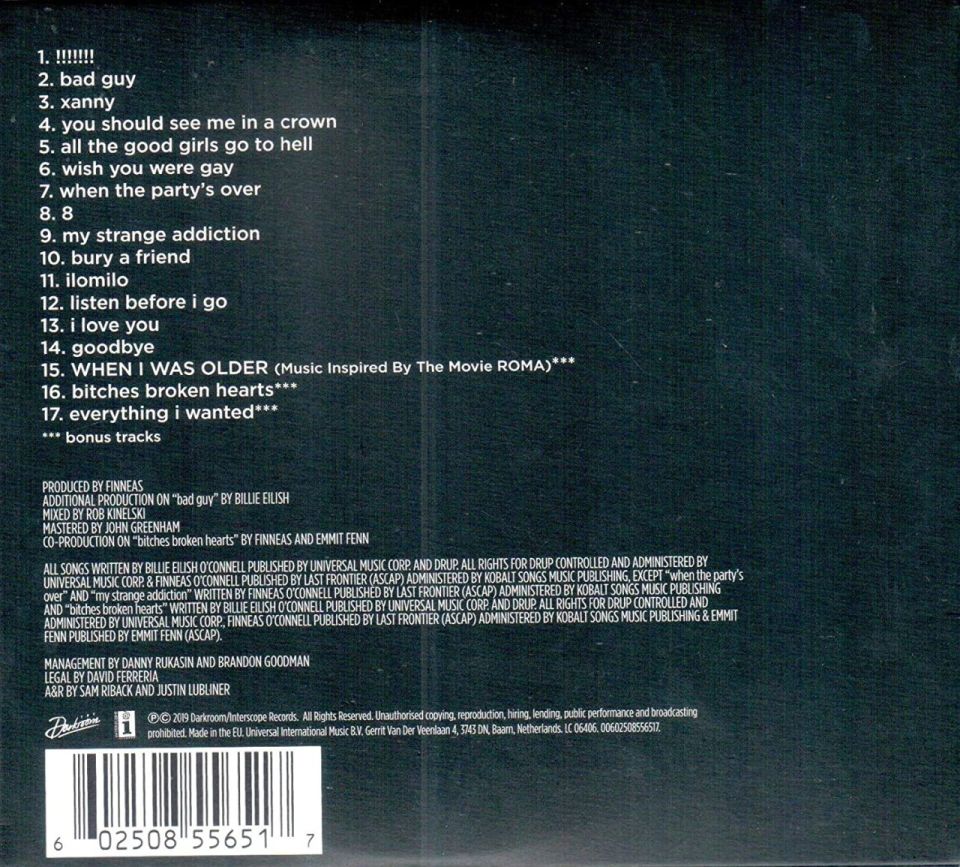 BILLIE EILISH - WHEN WE ALL FALL ASLEEP, WHERE DO WE GO? (2019) - CD DIGISLEEVE AMBALAJINDA SIFIR