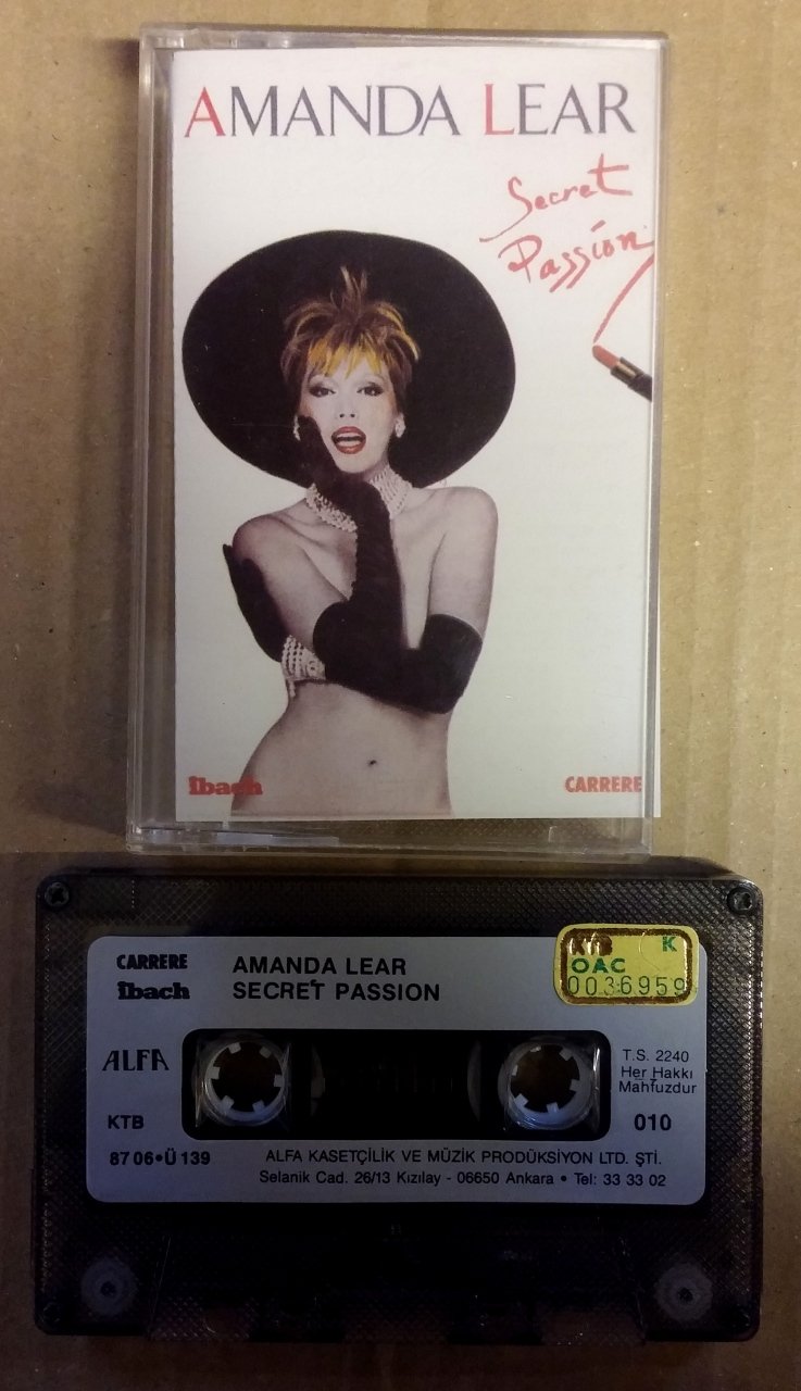 AMANDA LEAR - SECRET PASSION CASSETTE 1987 PAPER LABEL RARE MADE IN TURKEY ''USED''