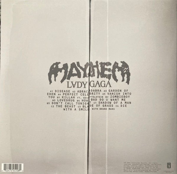 LADY GAGA - MAYHEM (2025) - 2LP 3 SIDED 14 TRACKS EDITION SIFIR PLAK