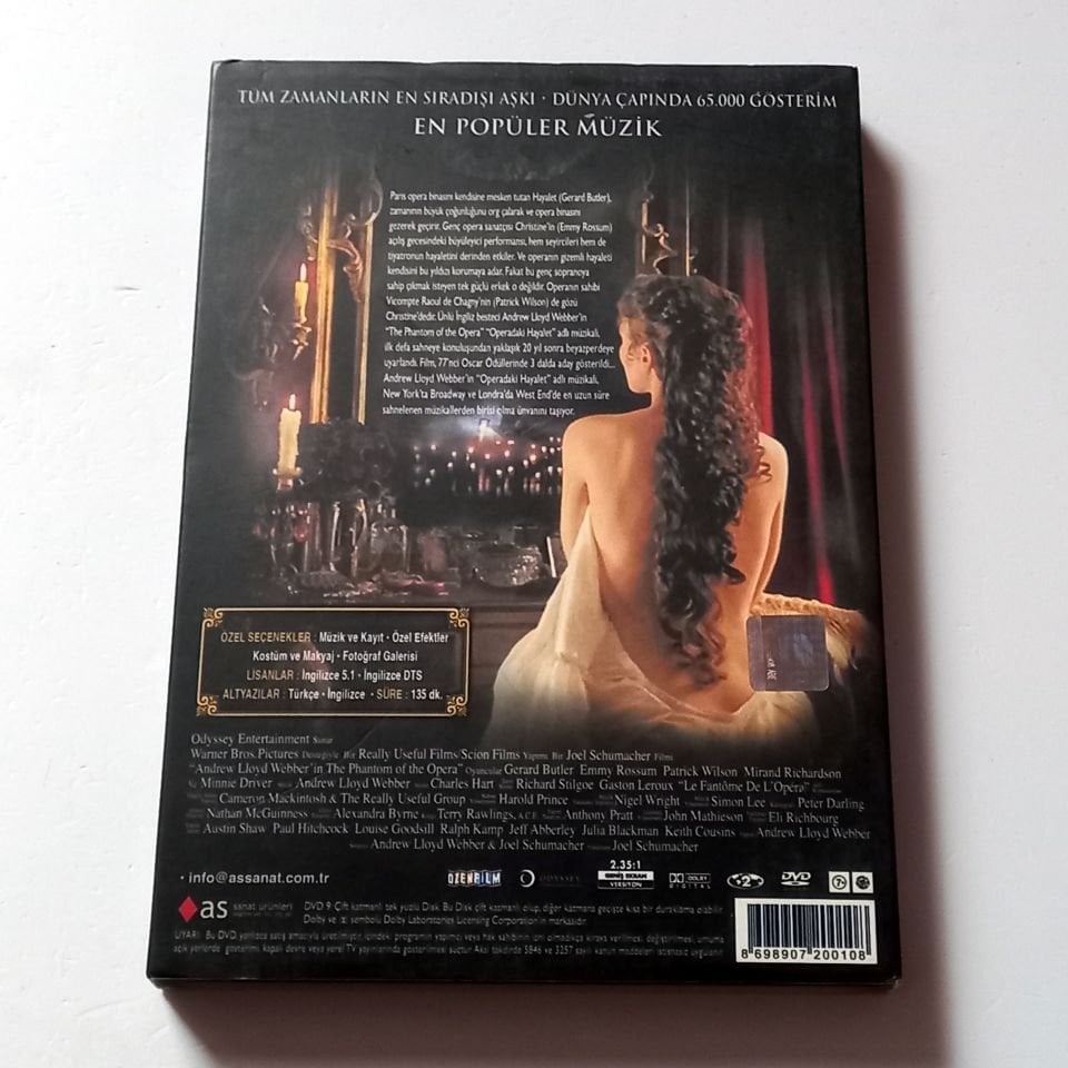 OPERADAKİ HAYALET -THE PHANTOM OF THE OPERA - GERARD BUTLER, EMMY ROSSUM - YÖN.: JOEL SCHUMACHER - DVD SLIPCASE 2.EL