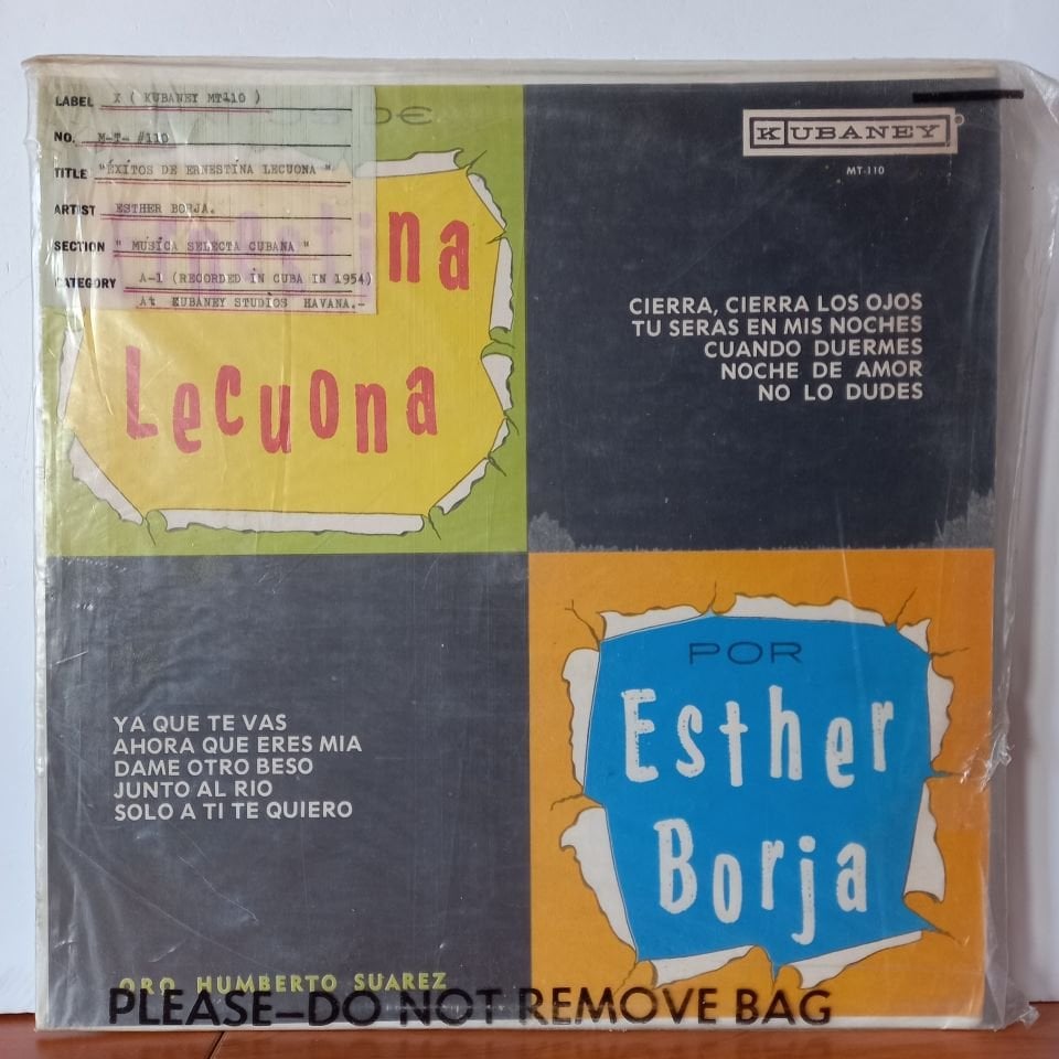 ESTHER BORJA, ERNESTINA LECUONA – ESTHER BORJA INTERPRETA CANCIONES INOLVIDABLES DE ERNESTINA LECUONA - LP  2.EL PLAK
