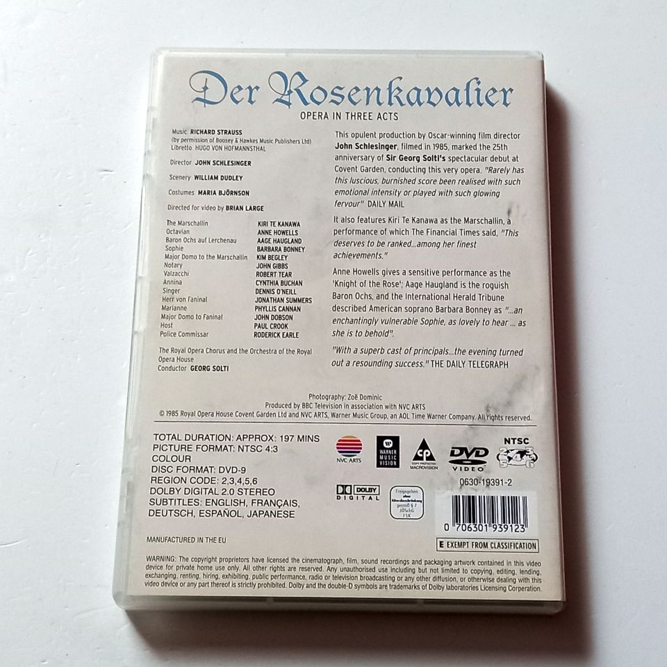 RICHARD STRAUSS - DER ROSENKAVALIER / THE KNIGHT OF THE ROSE - KIRI TE KANAWA, ANNE HOWELLS - THE ROYAL OPERA CHORUS AND ORCHESTRA, KOND.: GEORG SOLTI  - DVD 2.EL