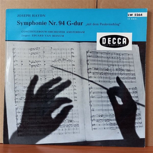 HAYDN: SYMPHONIE NR. 94 G-DUR ''MIT DEM PAUKENSCHLAG'' / CONCERTGEBOUW-ORCHESTER, EDUARD VAN BEINUM - LP 2.EL 10 INCH PLAK