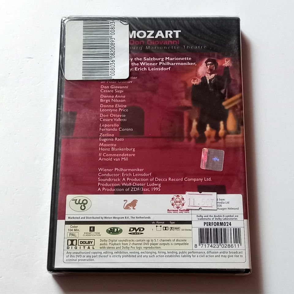 MOZART - DON GIOVANNI - PERFORMED BY THE SALZBURG MARIONETTE THEATRE, THE WIENER PHILHARMONIKER, KOND.: ERICH LIENSDORF  - DVD AMBALAJINDA SIFIR