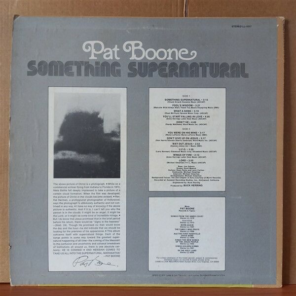 PAT BOONE – SOMETHING SUPERNATURAL (1975) - LP 2.EL PLAK