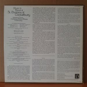 MUSIC IN HONOR OF ST. THOMAS OF CANTERBURY / MEDIEVAL CAROLS, CONDUCTUS, MOTETS, MASSES & PLAINSONG / ACCADEMIA MONTEVERDIANA TRINITY BOYS' CHOIR, DENIS STEVENS (1974) - LP 2.EL PLAK