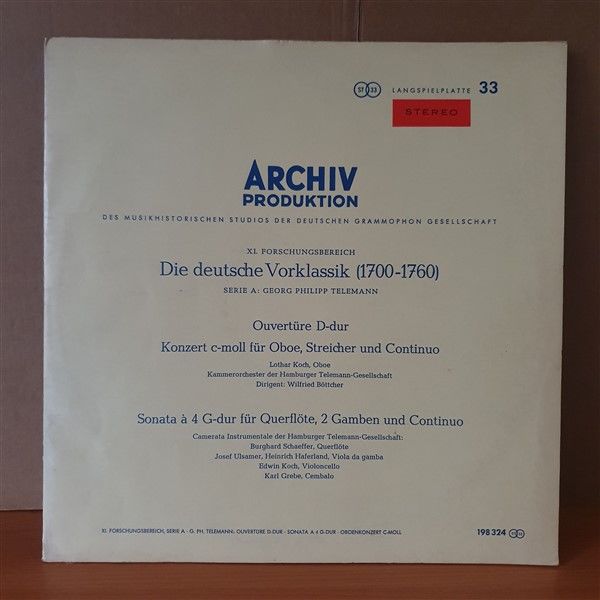 XI. FORSCHUNGSBEREICH / DIE DEUTSCHE VORKLASSIK [1700-1760] / GEORG PHILIPP TELEMANN (1964) - LP 2.EL PLAK