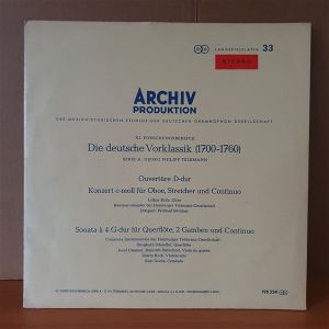 XI. FORSCHUNGSBEREICH / DIE DEUTSCHE VORKLASSIK [1700-1760] / GEORG PHILIPP TELEMANN (1964) - LP 2.EL PLAK