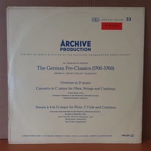 XI. FORSCHUNGSBEREICH / DIE DEUTSCHE VORKLASSIK [1700-1760] / GEORG PHILIPP TELEMANN (1964) - LP 2.EL PLAK
