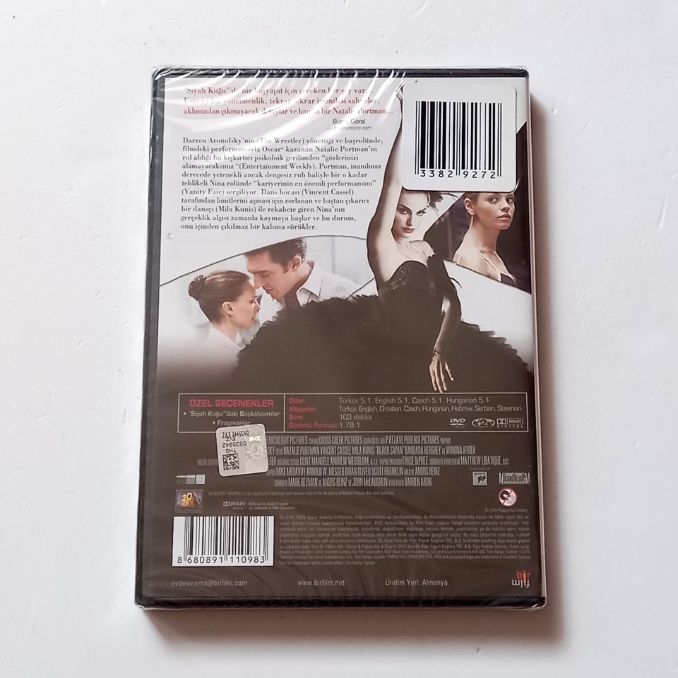 SİYAH KUĞU / BLACK SWAN -NATALIE PORTMAN, VINCENT CASSEL, MILA KUNIS - YÖN.: DARREN ARONOFSKY - DVD AMBALAJINDA SIFIR