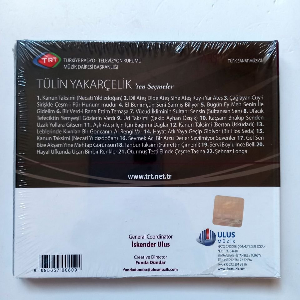 TÜLİN YAKARÇELİK'TEN SEÇMELER / TÜRK SANAT MÜZİĞİ / TRT ARŞİV SERİSİ 213 - CD SIFIR