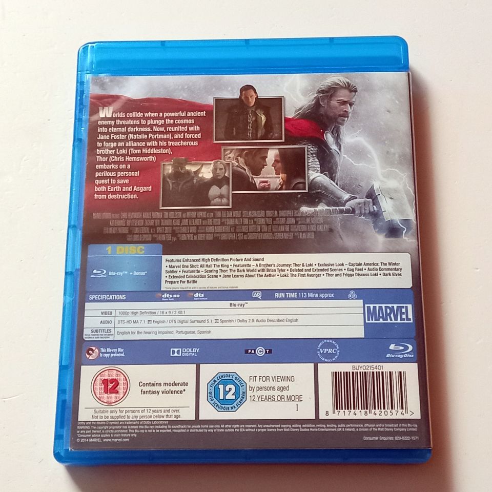 THOR THE DARK WORLD - CHRIS HEMSWORTH, NATALIE PORTMAN, TOM HIDDLESTON - YÖN.: ALAN TAYLOR - BLU-RAY  2.EL TÜRKÇE ALTYAZI YOKTUR