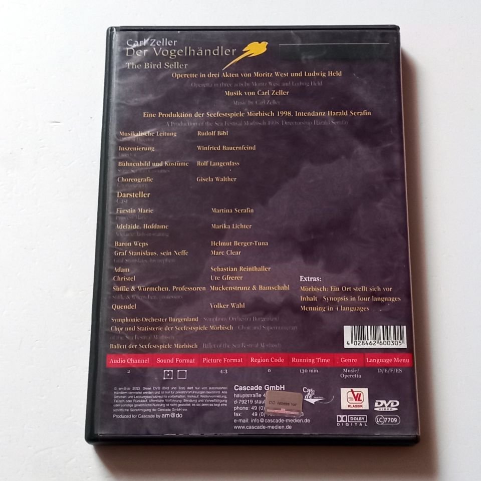 CARL ZELLER - DER VOGELHANDLER / THE BIRD SELLER - SYMPHONIC-ORCHESTER BURGENLAND - DVD 2.EL