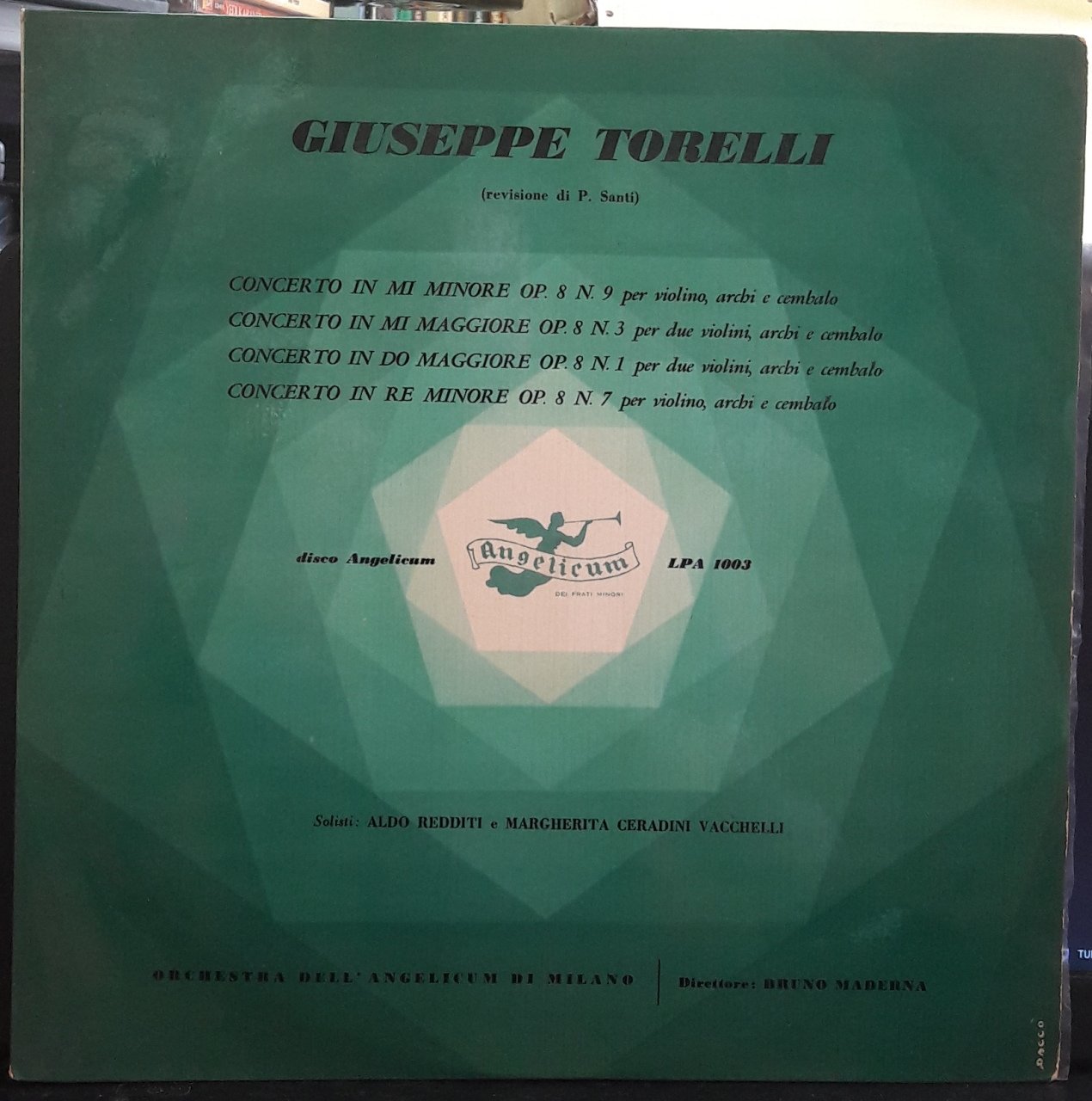 TORELLI: CONCERTO NOS.9,3,1&7, ALDO REDDITI - PLAK 2.EL