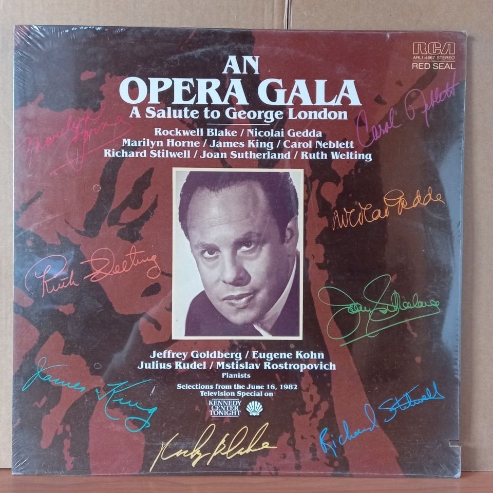 AN OPERA GALA / A SALUTE TO GEORGE LONDON / ROCKWELL BLAKE, NICOLAI GEDDA, MARILYN HORNE, JAMES KING, CAROL NEBLETT, RICHARD STILWELL, JOAN SUTHERLAND, RUTH WELTING, JEFFREY GOLDBERG, EUGENE KOHN (1983) - LP DÖNEM BASKISI SIFIR PLAK