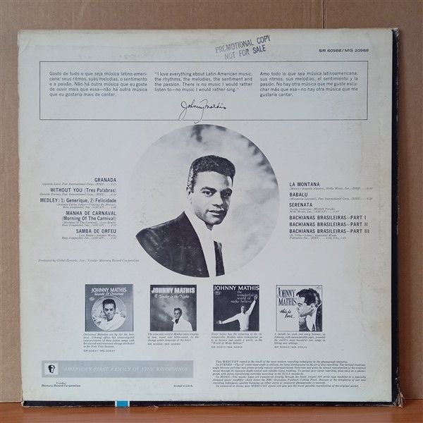 JOHNNY MATHIS – OLÉ (1964) - LP 2.EL PLAK
