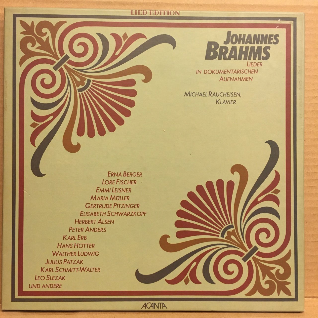 BRAHMS LIDER IN DOKUMENTARISCHEN, MICHAEL RAUCHEISEN KLAVIER 1984 2.EL 6LP BOXSET