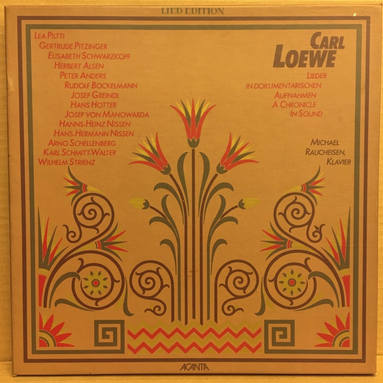 CARL LOEWE LIDER IN DOKUMENTARISCHEN, MICHAEL RAUCHEISEN KLAVIER 1984 2.EL 9LP BOXSET