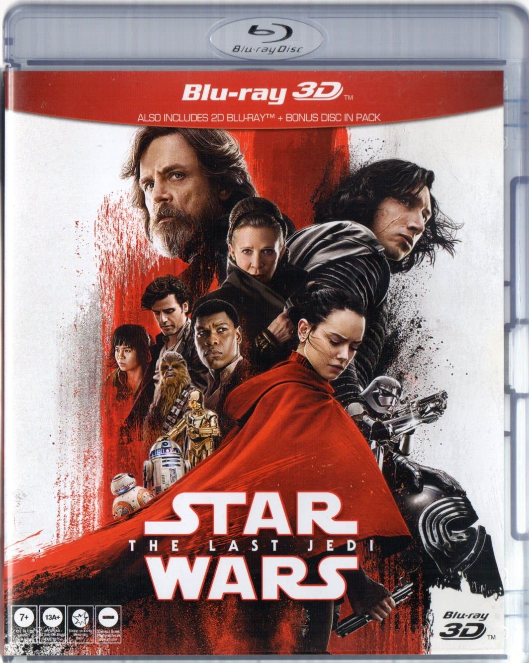 STAR WARS THE LAST JEDI - 3 DİSK 2D+3D + BONUS BLU-RAY 2.EL TÜRKÇE ALTYAZI YOKTUR