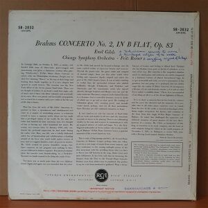 BRAHMS: CONCERTO NO.2 / GILELS, REINER, CHICAGO SYMPHONY (1959) - LP 2.EL PLAK