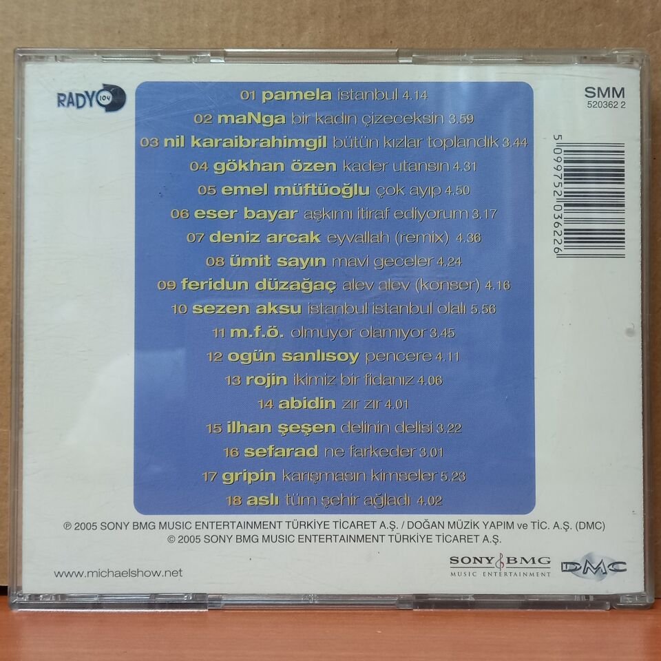 MICHAEL SHOW LİSTEBAŞI / THE BEST OF TURKISH MUSIC 2005 / PAMELA, MANGA, NİL KARAİBRAHİMGİL, EMEL MÜFTÜOĞLU, SEZEN AKSU, MFÖ, ROJİN (2005) - CD 2.EL