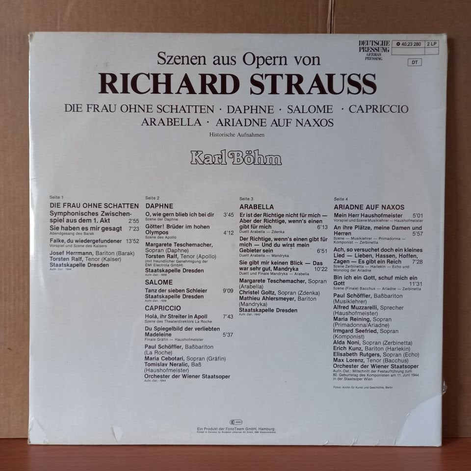 KARL BÖHM DIRIGIERT OPERN VON RICHARD STRAUSS / DIE FRAU OHNE SCHATTEN, DAPHNE, SLOME, CAPRICCIO, ARABELLA, ARIADNE AUF NAXOS (1979) - 2LP DÖNEM BASKISI SIFIR PLAK