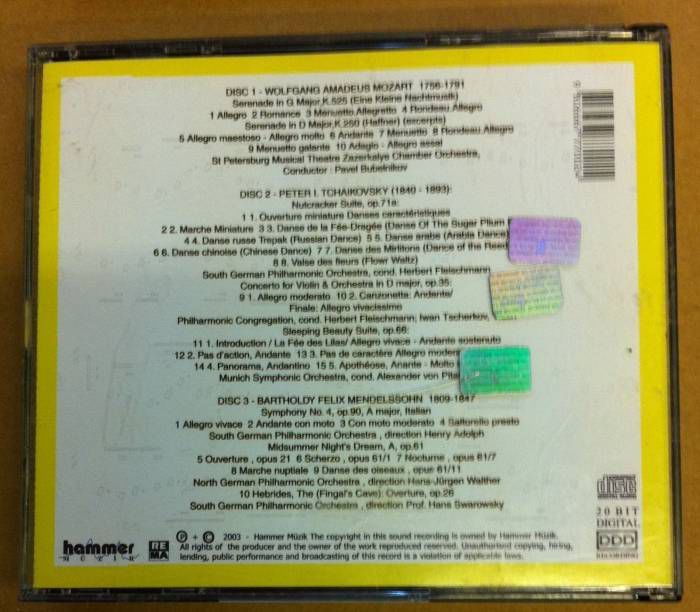 BEST OF MOZART TCHAIKOVSKY MENDELSSOHN  3CD 2.EL