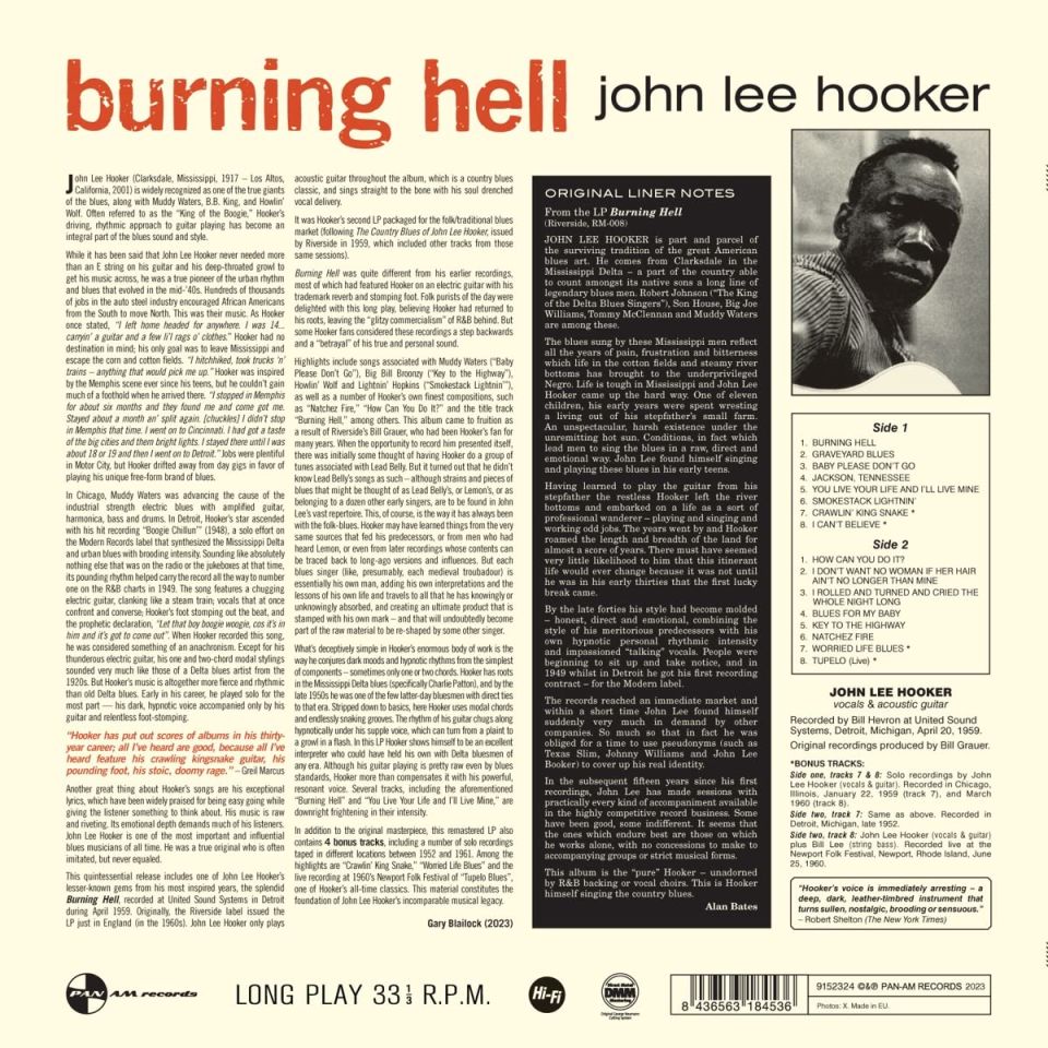 JOHN LEE HOOKER - BURNING HELL (1964) - LP 180GR 2023 EDITION SIFIR PLAK