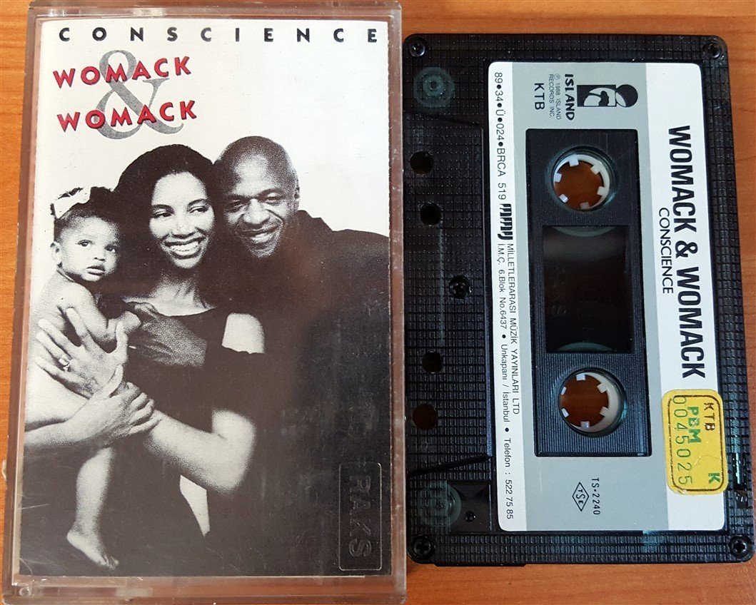 WOMACK AND WOMACK - CONSCIENCE (1989) MMY CASSETTE MADE IN TURKEY ''USED'' PAPER LABEL