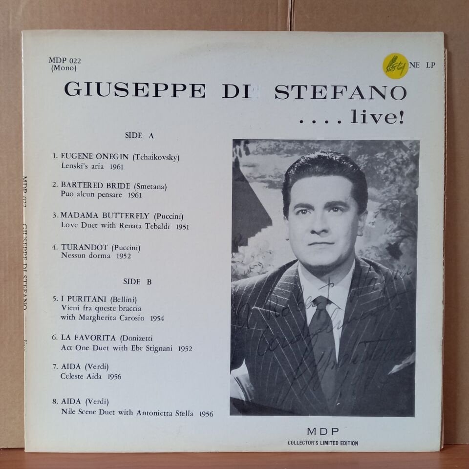 GIUSEPPE DE STEFANO - ...LIVE! / TCHAIKOVSKY, SMETANA, PUCCINI, BELLINI, VERDI, DONIZETTI - LP 2.EL PLAK