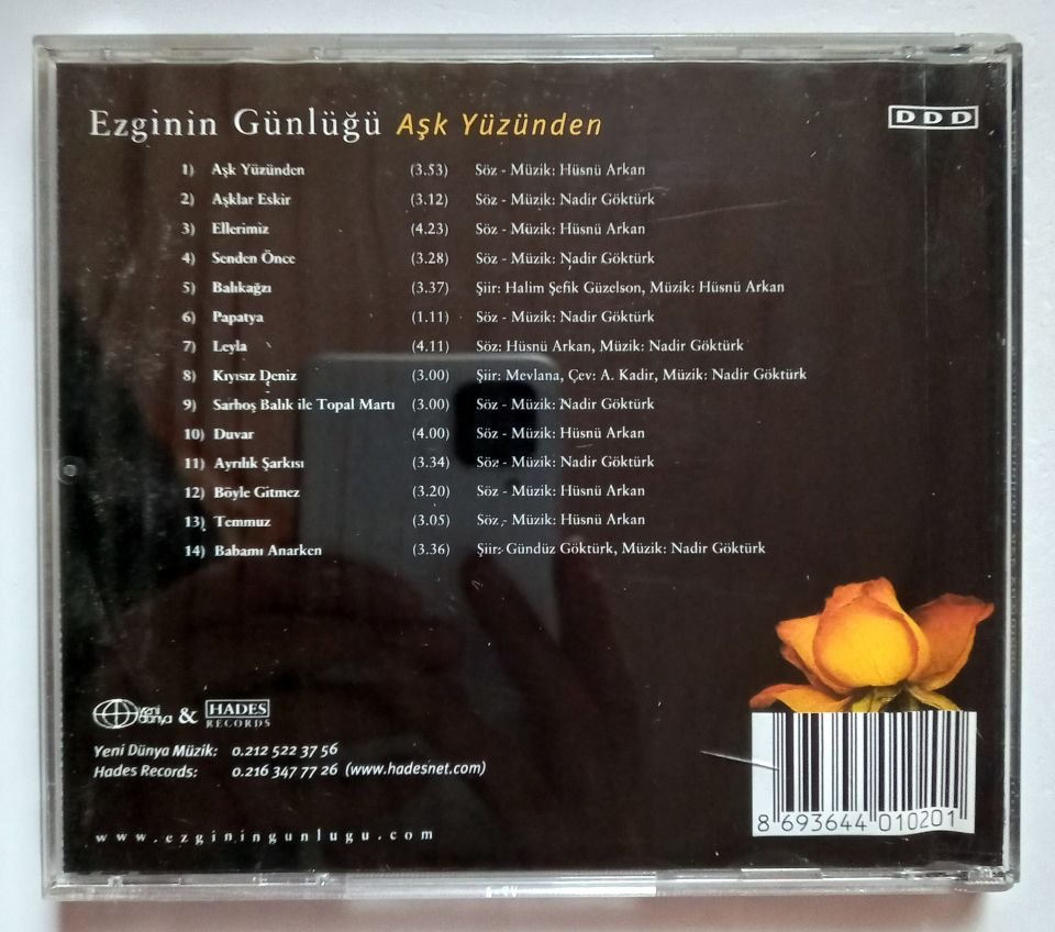 EZGİNİN GÜNLÜĞÜ – AŞK YÜZÜNDEN (1998) - CD 2.EL