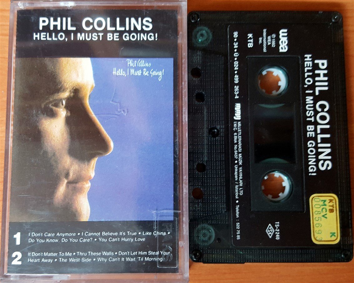 PHIL COLLINS - HELLO, I MUST BE GOING! (1990) MMY CASSETTE MADE IN TURKEY ''USED'' PAPER LABEL