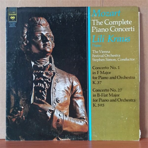 MOZART, LILI KRAUS, VIENNA FESTIVAL ORCHESTRA, STEPHEN SIMON – THE COMPLETE PIANO CONCERTI CONCERTO NO. 1 IN F MAJOR FOR PIANO AND ORCHESTRA K.37, CONCERTO NO. 27 IN B-FLAT MAJOR FOR PIANO AND ORCHESTRA K.595 (1973) - LP 2.EL PLAK