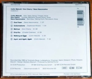 COLLIN WALCOTT, DON CHERRY, NANA VASCONCELOS - CODONA 2 (1981) - CD ECM RECORDS 2.EL