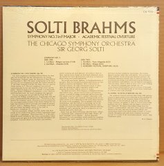 BRAHMS - SYMPHONY NO 3 IN F MAJOR / SOLTI (1980) - LP DÖNEM BASKI SIFIR PLAK