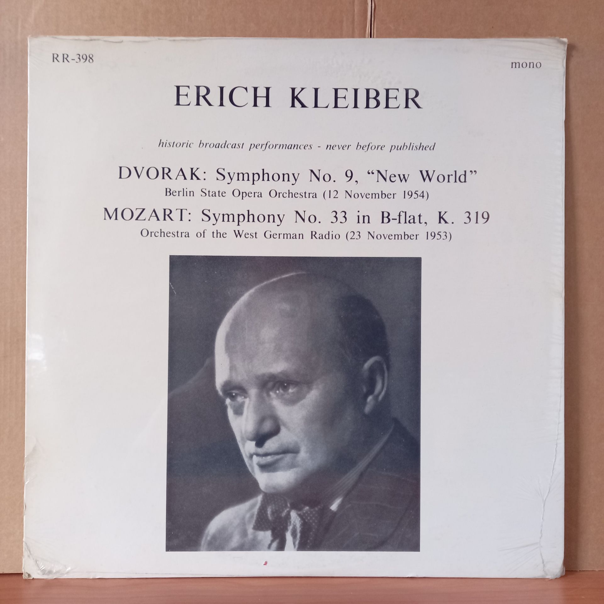 ERICH KLEIBER / DVORAK: SYMPHONY NO.9, ''NEW WORLD'' / MOZART: SYMPHONY NO.33 IN B-FLAT, K.319 - LP DÖNEM BASKISI SIFIR PLAK