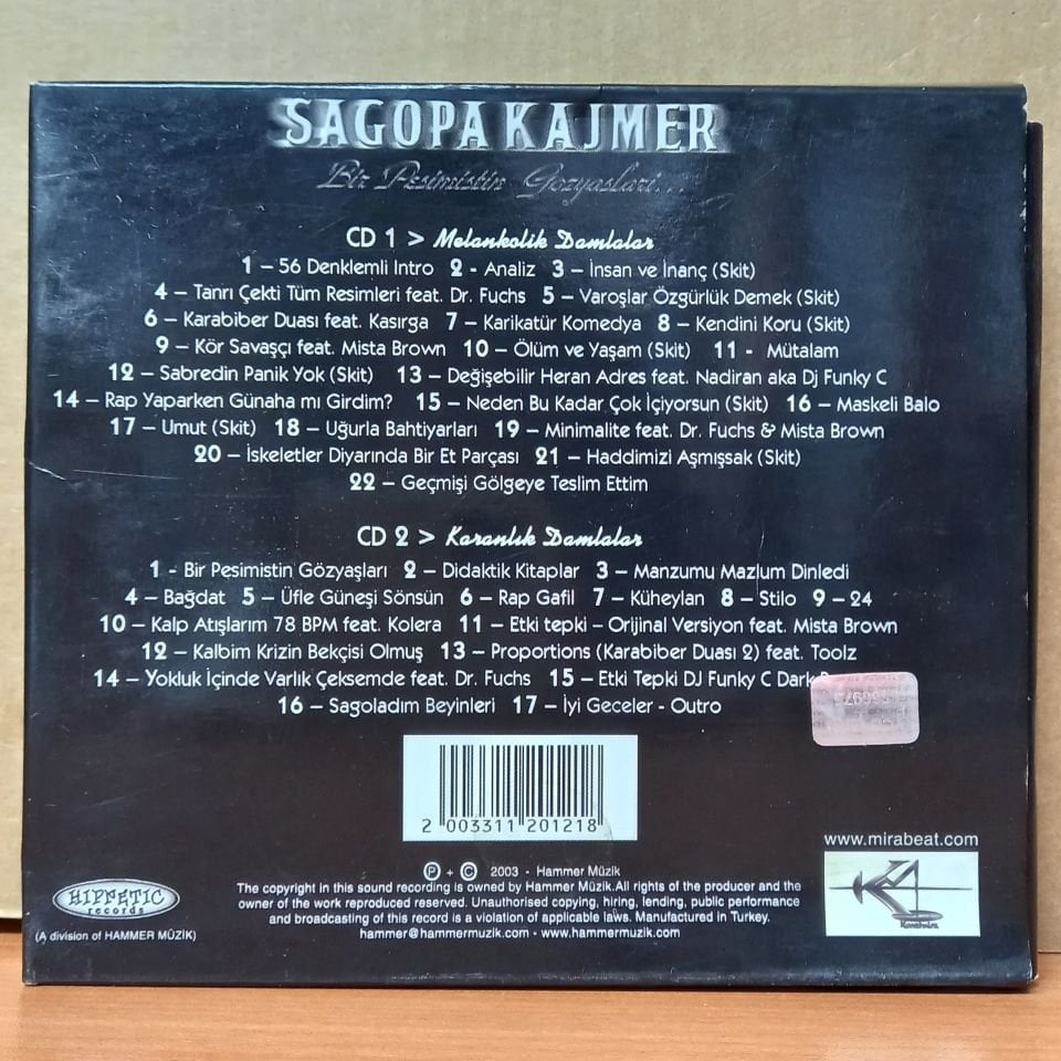 SAGOPA KAJMER - BİR PESİMİSTİN GÖZYAŞLARI (2003) - LIMITED EDITION 2CD 2.EL