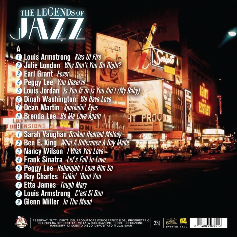 LEGENDS OF JAZZ - V/A FRANK SINATRA LOUIS ARMSTONG RAY CHARLES ETTA JAMES DEAN MARTIN NANCY WILSON etc - LP 180GR 2023 EDITION SIFIR PLAK